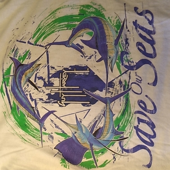 Guy Harvey medium classic cut save the seas long sleeve tee shirt - Picture 2 of 4